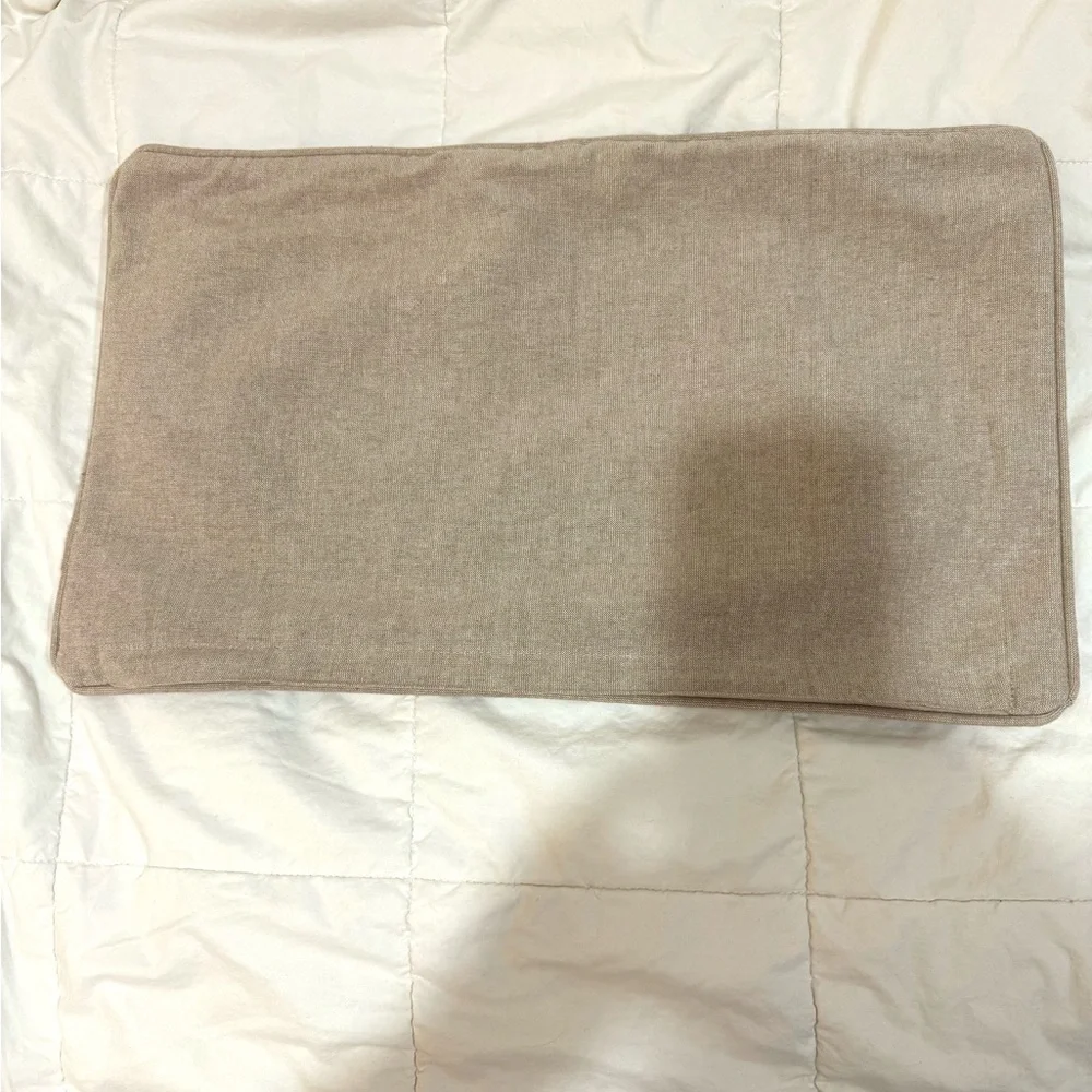 Tan Rectangular Pillow Cover with Raised White 'Love' Embroidery 20*12
